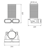 Air Excellent 2x AE35SC Valve Adaptor 125mm 90°